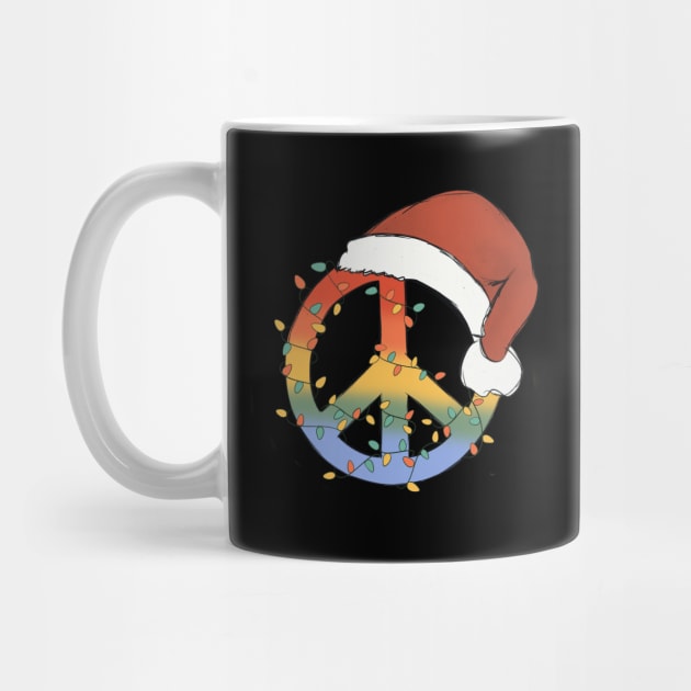 Peace Symbol Christmas Light Santa Hat by Teewyld